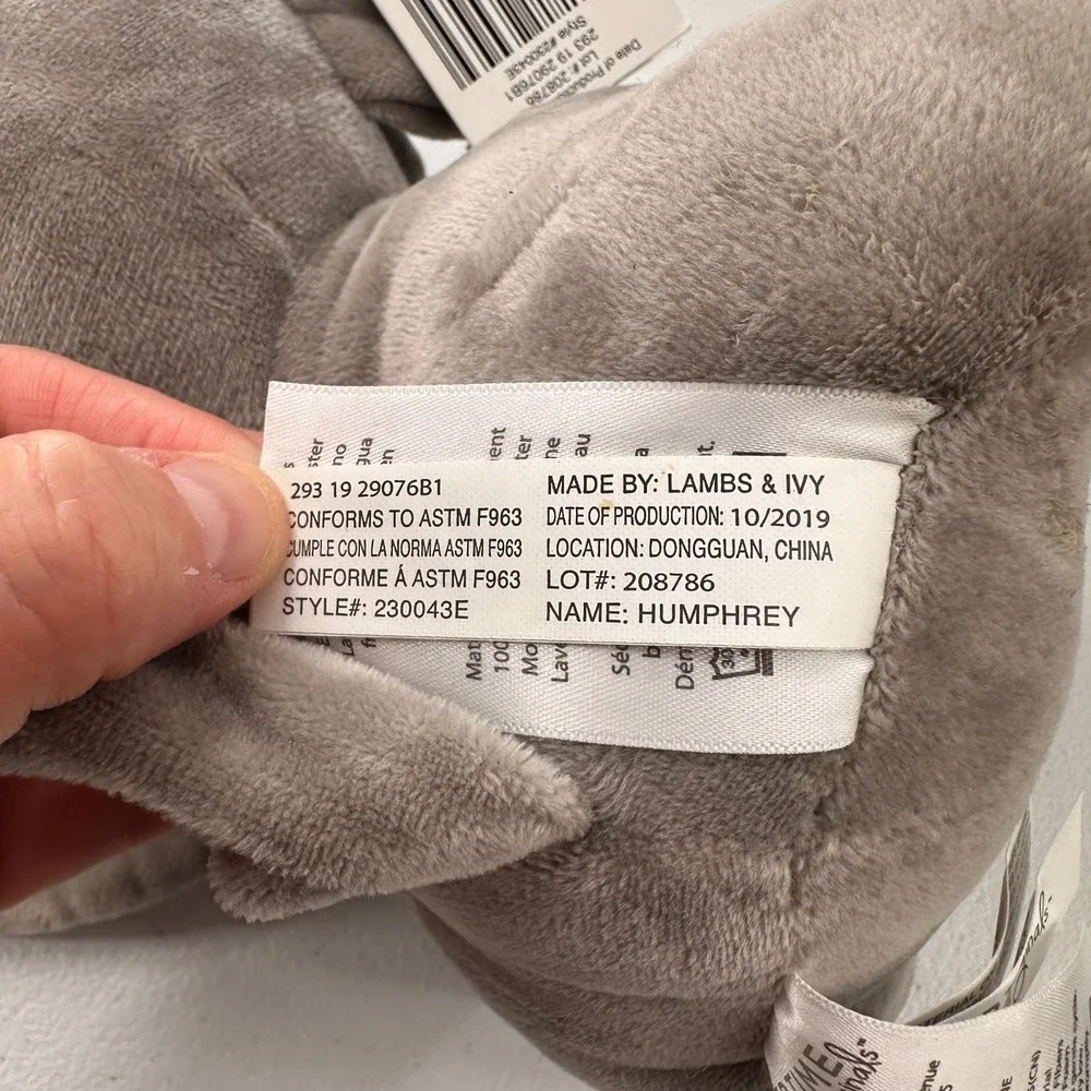Bedtime Originals Humphrey‎ Elephant Plush Gray 9